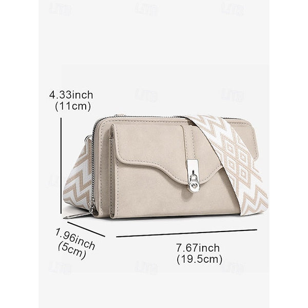 Crossbody Faux Women's Geometric Bag Pattern with Leather FashionChic