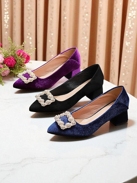 Pearl with Pointed Flats and Glitter Toe Women's Purple FashionChic
