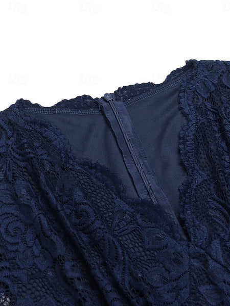 Women's Midi Dress Lace Dress Cocktail Dress Wedding Guest FashionChic