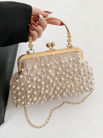 Beaded Elegant Pearl Clutch Bag – Evening Vintage Women's FashionChic