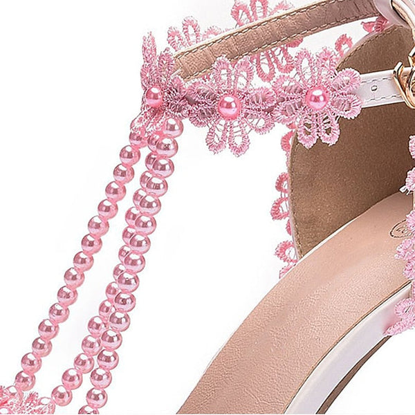 Wedding Bridal Heel Pointed Shoes Women's Lace High FashionChic