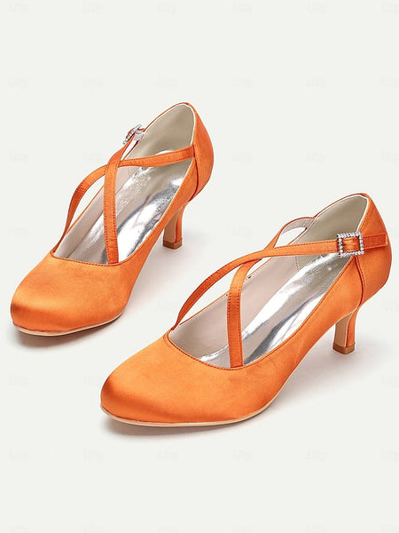 Elegant Buckle White Satin Cross-Strap Heels with – Rhinestone FashionChic