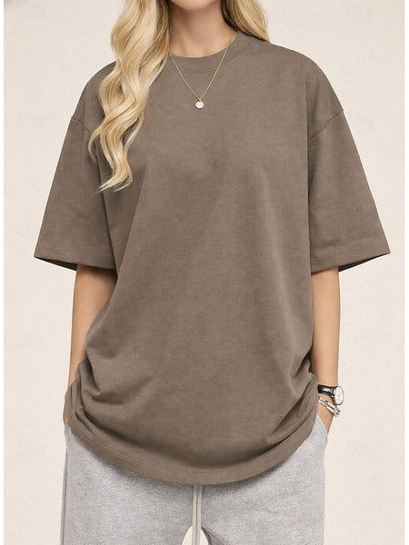 Women's Tee 100% Cotton Solid Color Stylish Classic Casual FashionChic