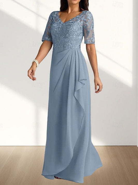 Guest of Bride A-Line Dress Neck Mother V Elegant the Wedding FashionChic