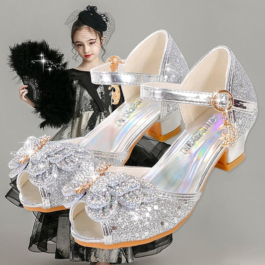 Bowknot – Glitter Sparkly Princess Silver Girls' Shoes FashionChic