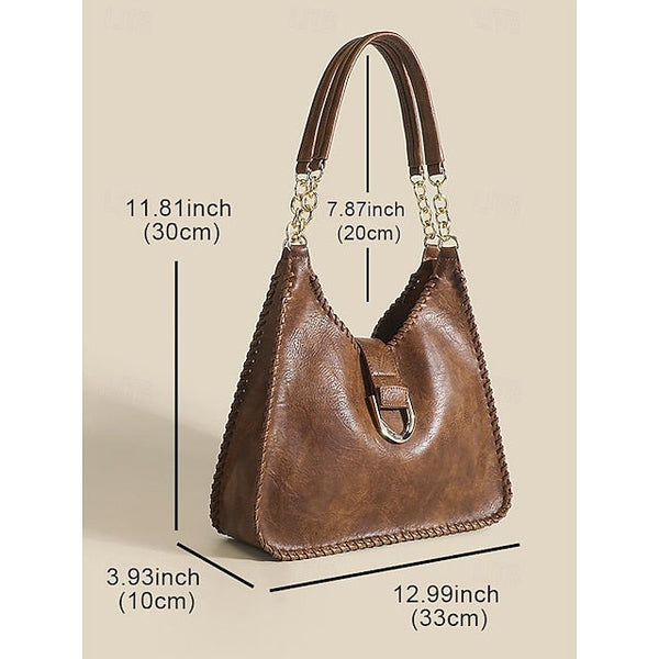 Hobo Bag with Chain – Leather Strap Vintage Women's Large FashionChic