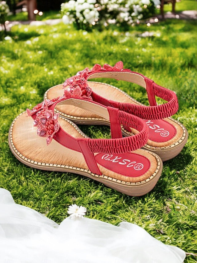 Floral Slip-Ons Flat Comfortable with Design Beaded FashionChic