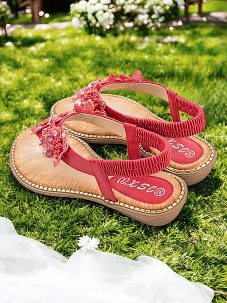 Floral Slip-Ons Flat Comfortable with Design Beaded FashionChic