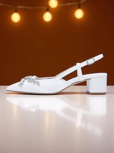 Black Satin Slingback Women's Heels FashionChic