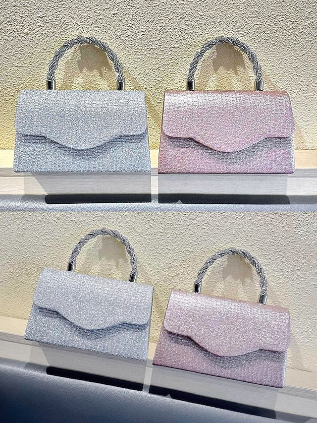 Glitter Rhinestone – with Handle Silver Handbag Women's FashionChic