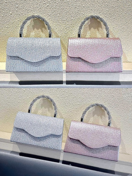 Glitter Rhinestone – with Handle Silver Handbag Women's FashionChic