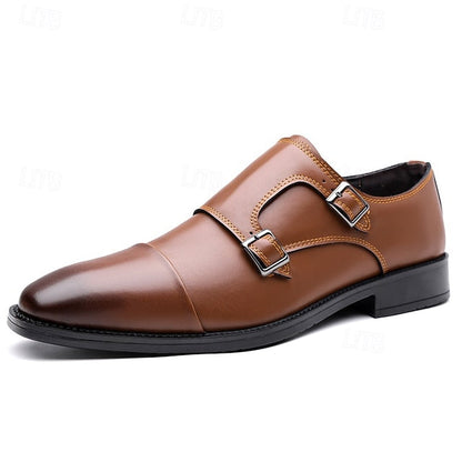 Strap Double – Men's Leather Elegant Shoes Monk Dress FashionChic