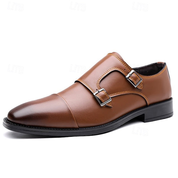 – Shoes Strap Elegant Dress Monk Men's Leather Double FashionChic