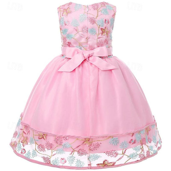 Dress Girls' Girl Flower Party Sleeveless 3D FashionChic