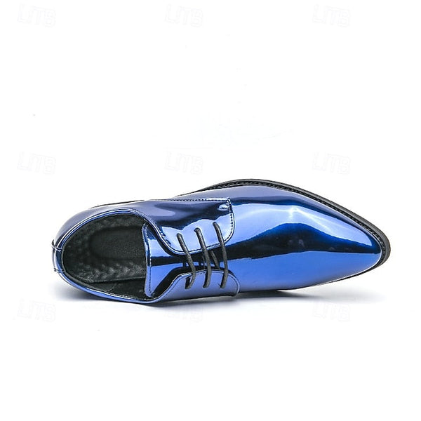 for Formal Green Glossy Men Lace-Up Shoes Patent Leather – FashionChic