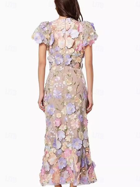 Mermaid Floral Embroidered Lace Dresses Elegant Dress Wedding