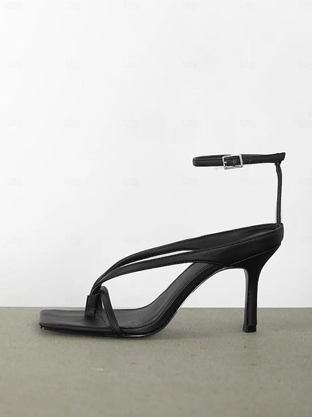 Elegant – White Strappy Sandals Stiletto Women's FashionChic