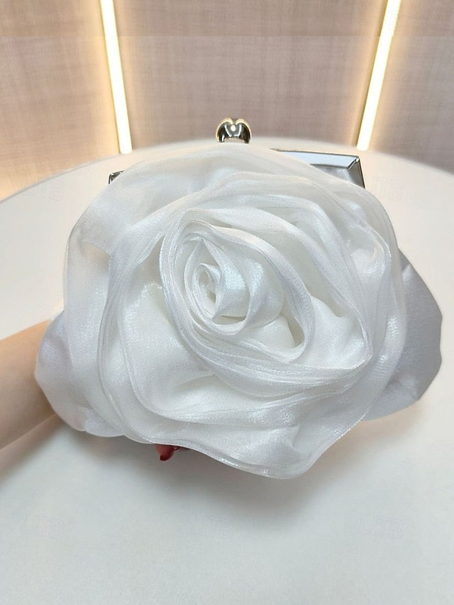 Satin Evening – Elegant Purse Clutch Rose Flower Women's FashionChic