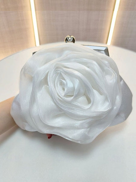 Satin Evening – Elegant Purse Clutch Rose Flower Women's FashionChic