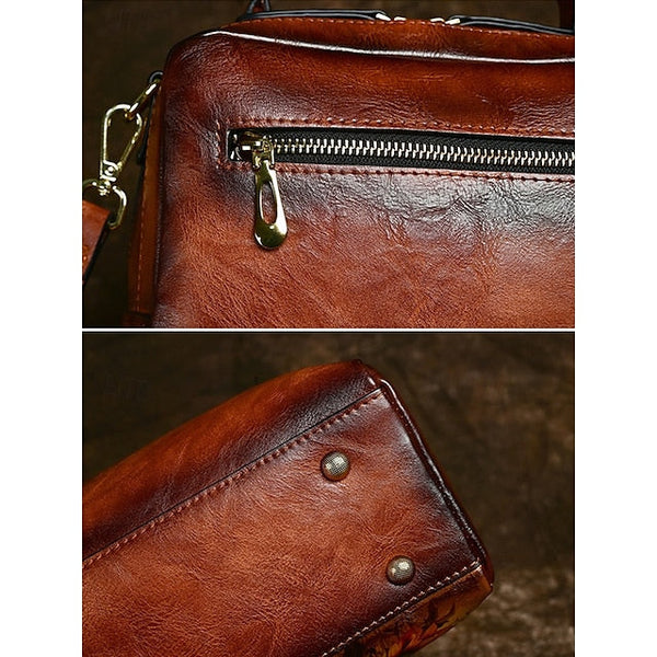 – Sunflower Print Vintage with Handbag Leather and Butterfly FashionChic