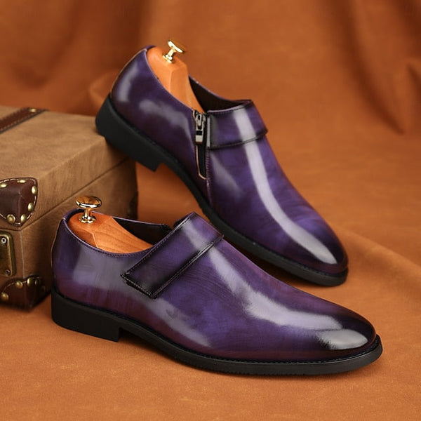 Dress Loafers Leather Brown Shoes Men's Business Slip-On FashionChic