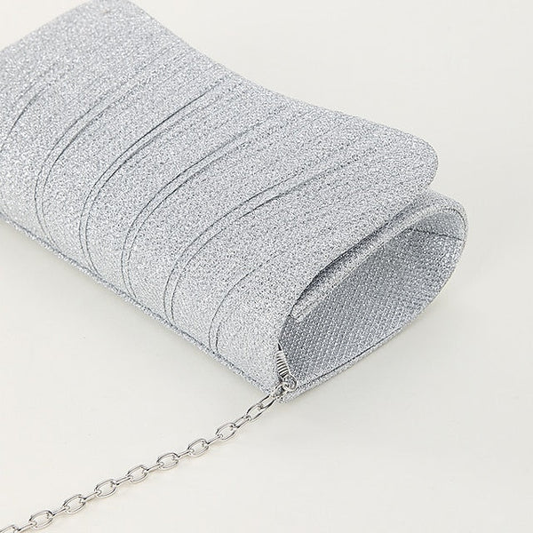 Women's – Evening Purse Clutch Elegant Glitter Silver FashionChic