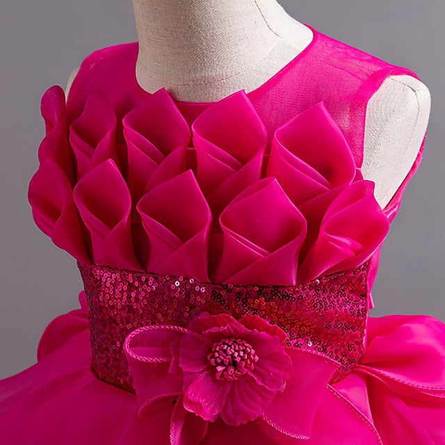 Color Dress Solid Party Sequin Kids Flower Girls' FashionChic
