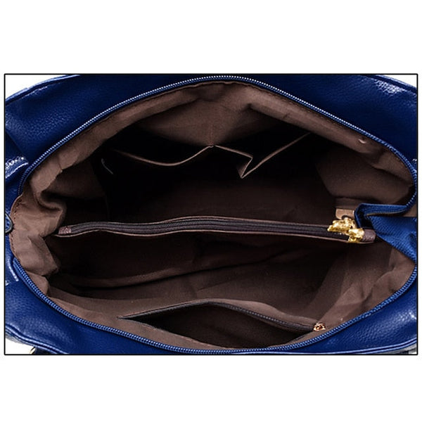 Handles Women’s and Top Faux with Handbag Black Leather FashionChic