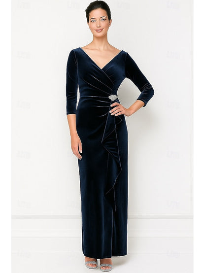Bride Vintage Mother Column Sheath V / the Neck Dress of Elegant FashionChic