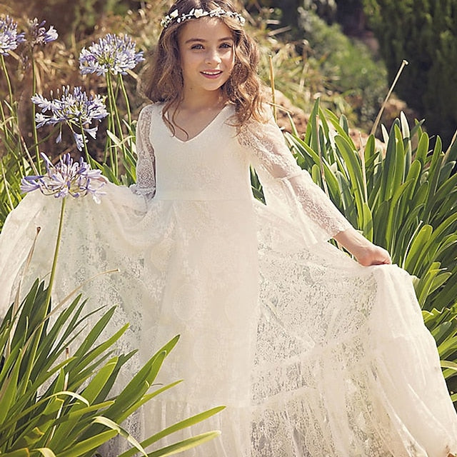 Kid's Flower Lace Dress Girls' Girl Formal FashionChic