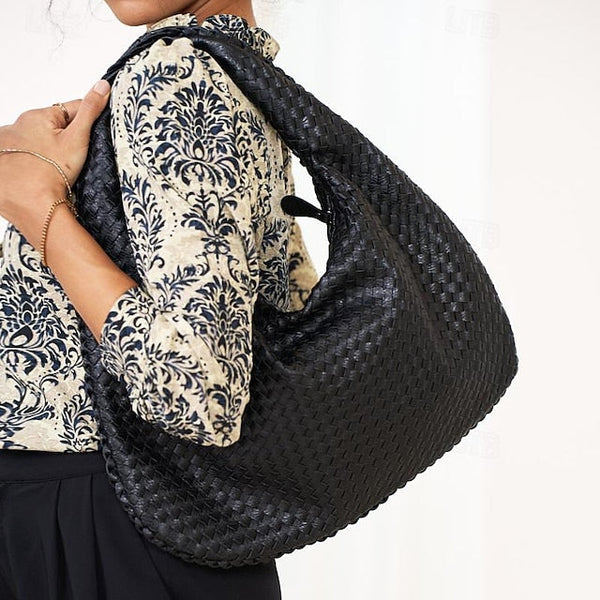 Chic Burgundy Hobo Woven Leather – Bag Women's Faux FashionChic