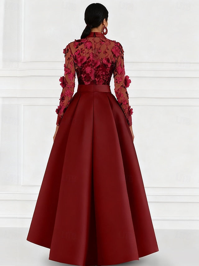 A-Line Shirt Mother Dress the Bride Red Collar of Blue Elegant FashionChic