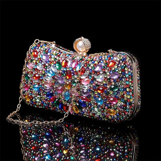 Multicolor Crystal Luxury Clutch – Women's Evening FashionChic