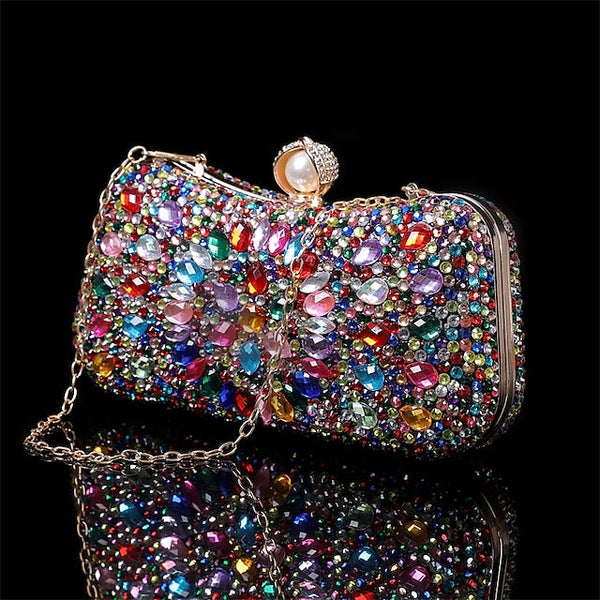 Multicolor Crystal Luxury Clutch – Women's Evening FashionChic