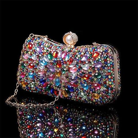 Multicolor Crystal Luxury Clutch – Women's Evening FashionChic