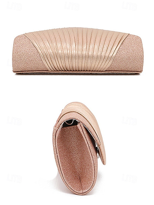 Clutch Design Champagne – Glitter Evening Bag Pleated with FashionChic