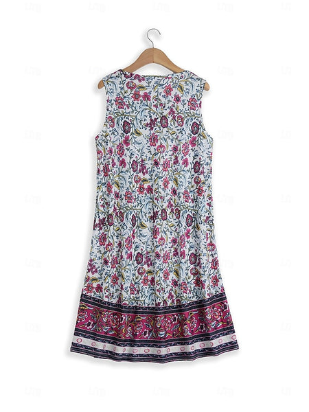 Women's Tank Dress Floral Ditsy Floral Print V Neck Midi