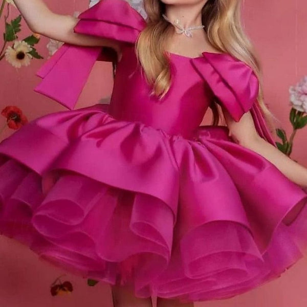 Color Party Dress Flower Kids Girls' Girl Solid FashionChic