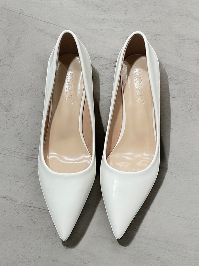 Pointed-Toe Glossy Patent Leather Heel Green Pumps Faux Block FashionChic