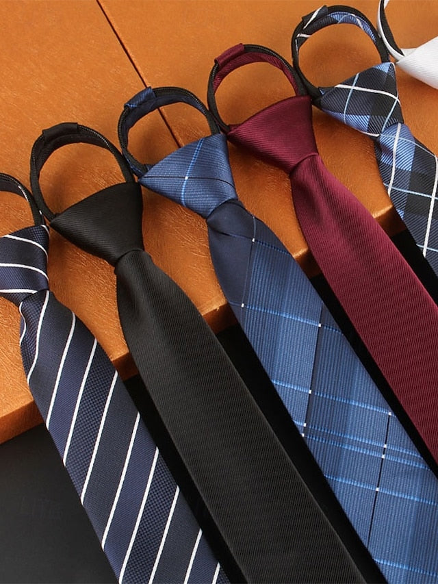 Classic - Narrow Men's Ties Zip and Stripes Pre-Tied FashionChic