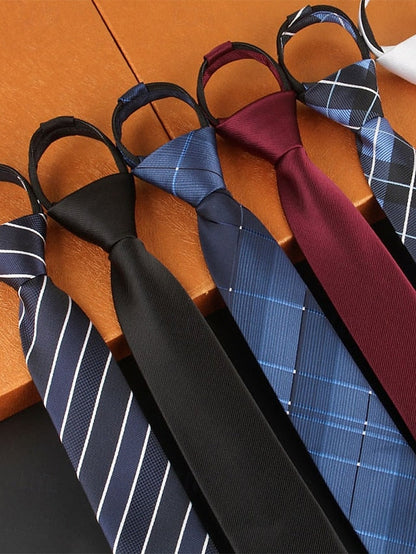Classic - Narrow Men's Ties Zip and Stripes Pre-Tied FashionChic