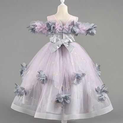 Special Girls' Flower Wedding Party Short Sleeve Dress Kids FashionChic