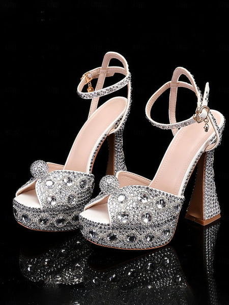 Crystal-Embellished Platform with Women's Sandals Glamorous FashionChic