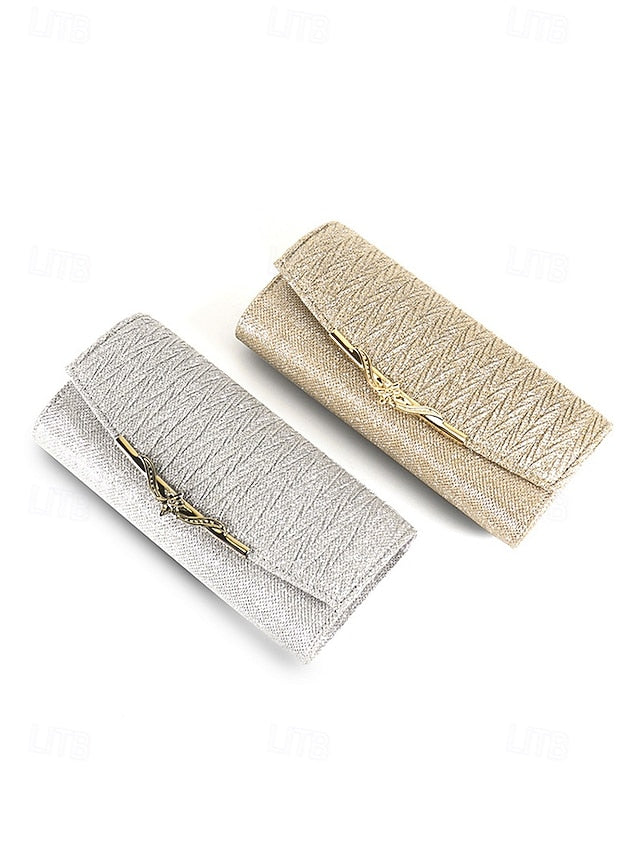 - Handbag Clutch Elegant Gold Glitter Party Women's Evening FashionChic