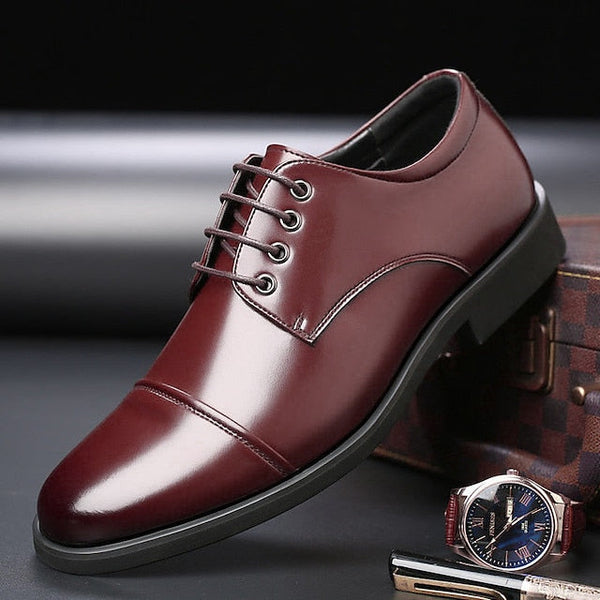 Leather with Shoes Lace-Up Black Patent Oxford Dress Men's FashionChic