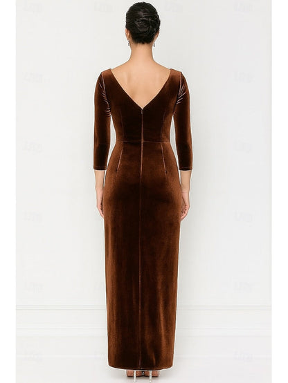 Bride Vintage Mother Column Sheath V / the Neck Dress of Elegant FashionChic