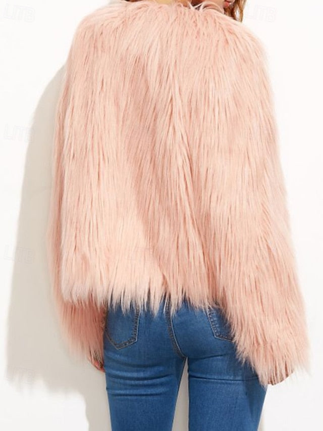 Comfortable Furs Faux Fur Warm Leathers Coat Women's FashionChic