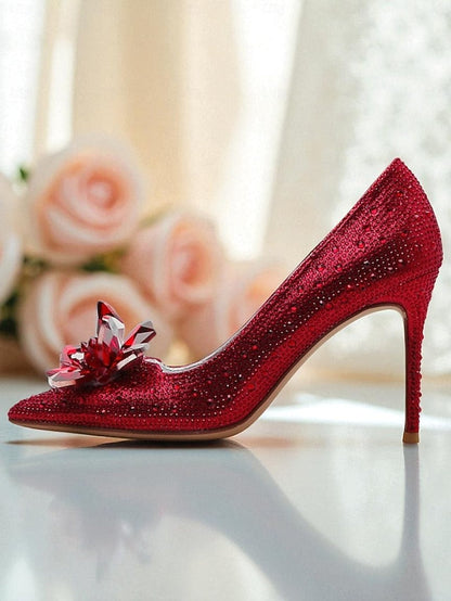 - Heel Women's Embellished Sparkly Crystal Pumps Gold High FashionChic