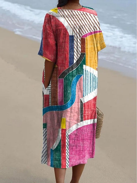 Women's Midi Dress Sundress A Line Dress Linen Vacation