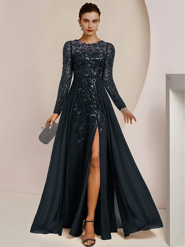 the Bride Mother Elegant Guest of Dress Jewel Wedding A-Line FashionChic